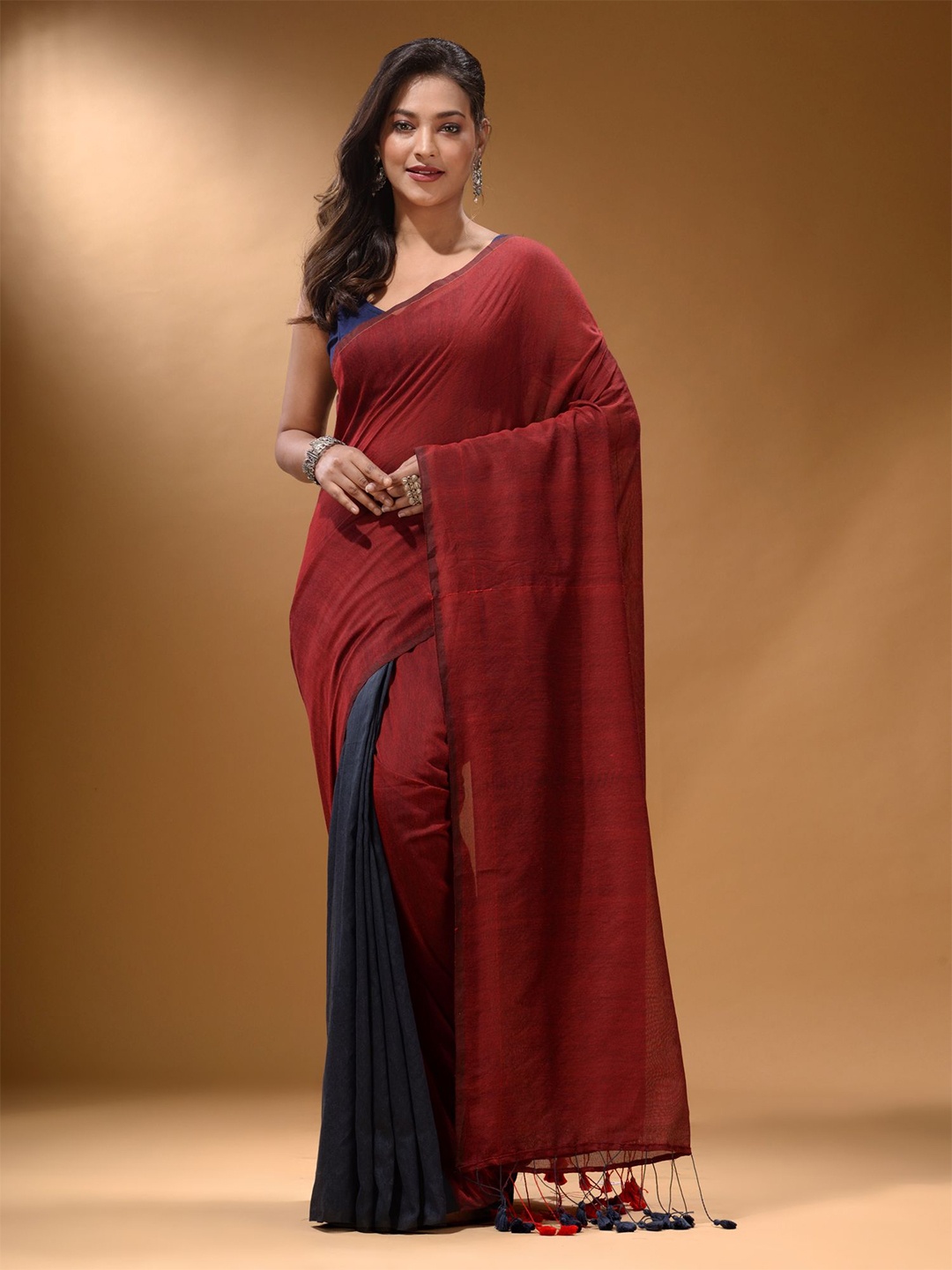 

Arhi Pure Cotton Half and Half Pure Cotton Saree, Maroon