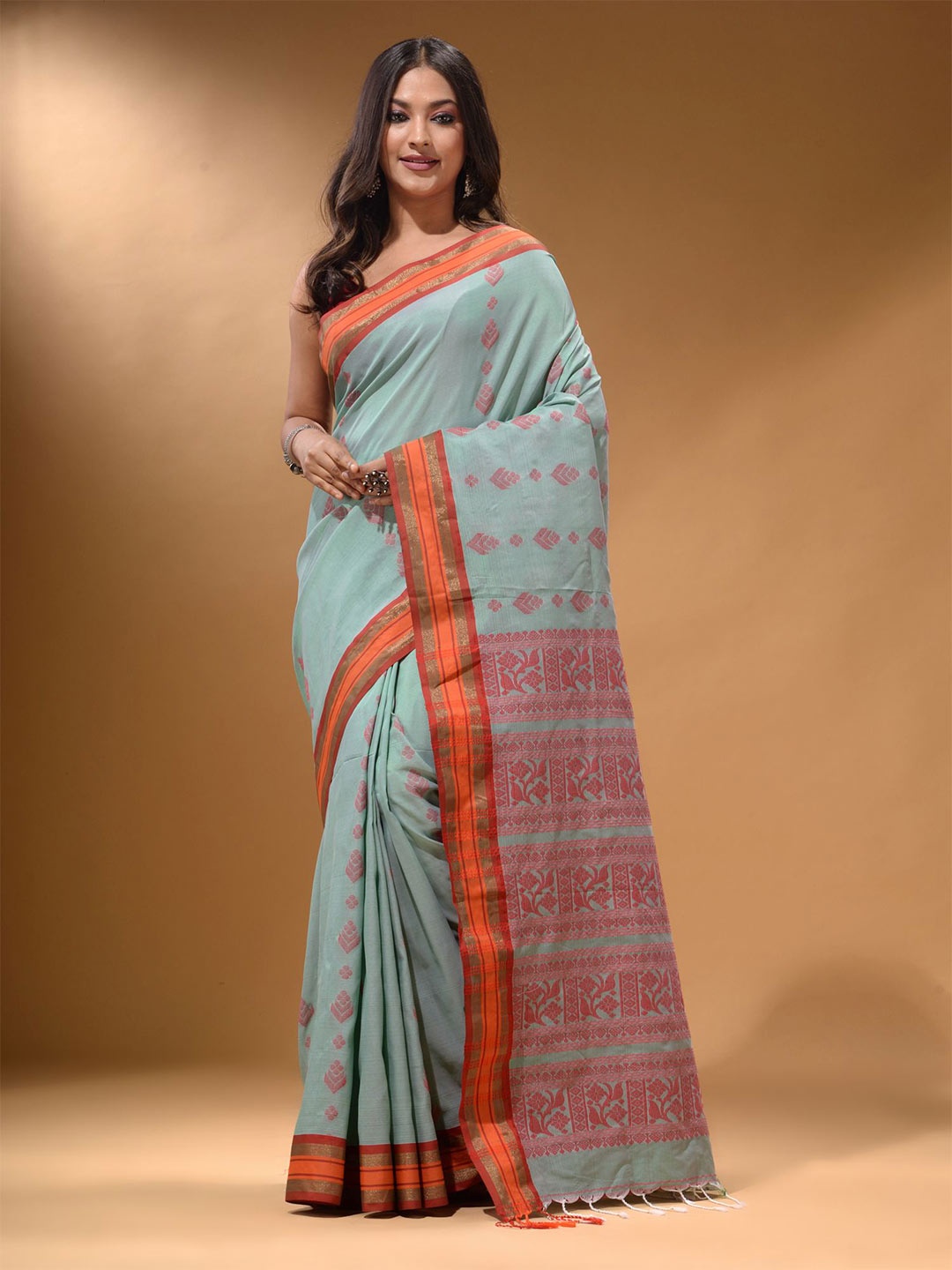 

Arhi Sea Woven Design Zari Saree, Sea green