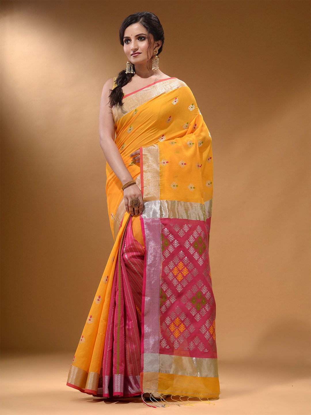 

Arhi Woven Design Zari Saree, Yellow