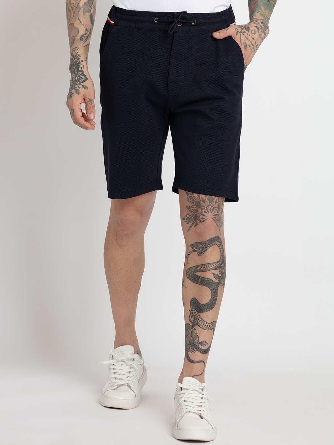 

Status Quo Men Mid-Rise Cotton Shorts, Blue