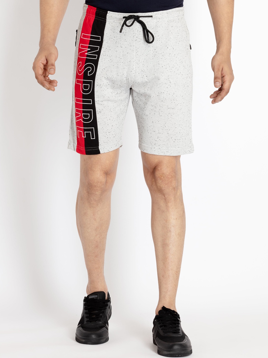 

Status Quo Men Cotton Typography Printed Shorts, Grey