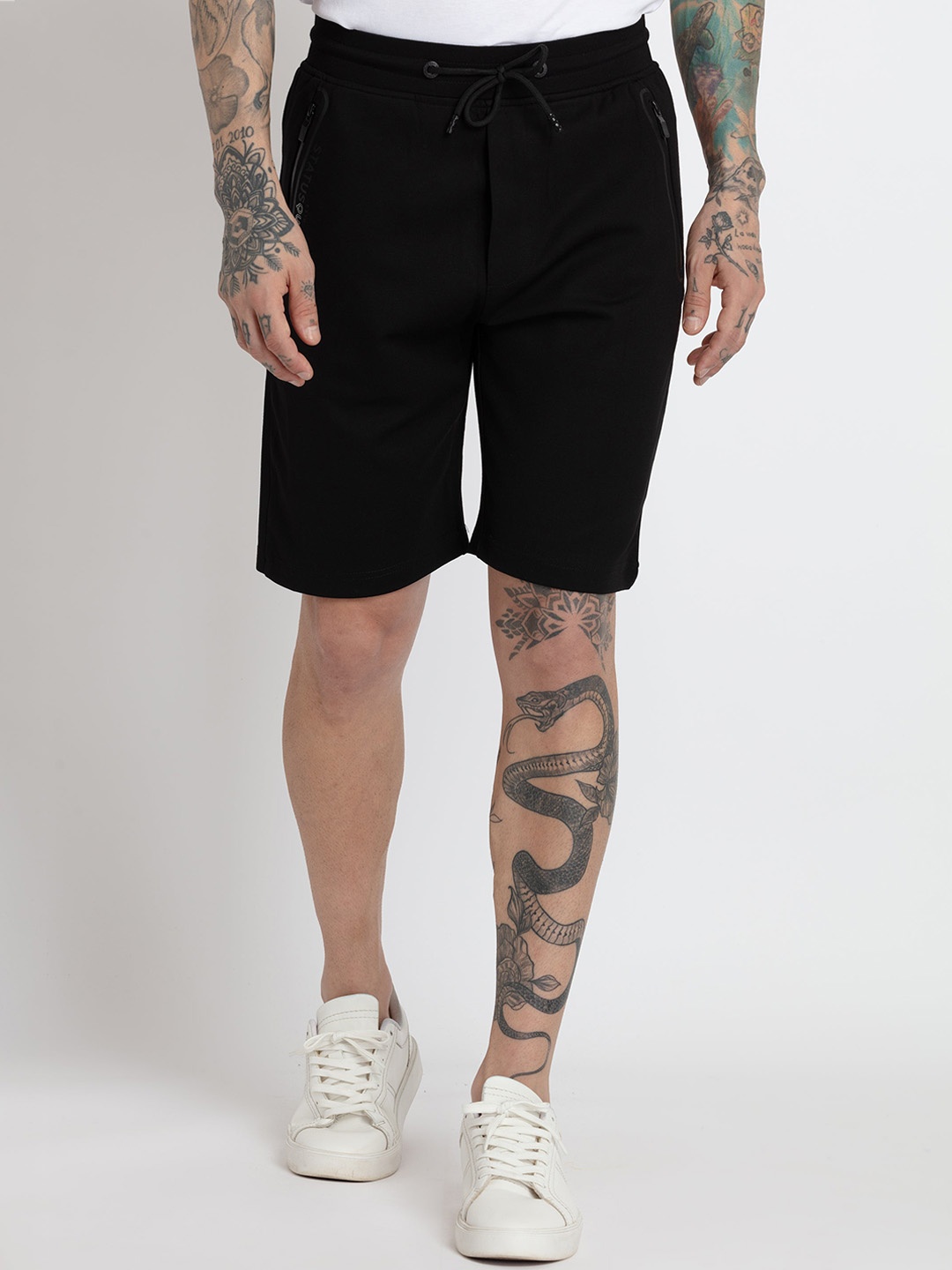 

Status Quo Men Mid-Rise Cotton Shorts, Black