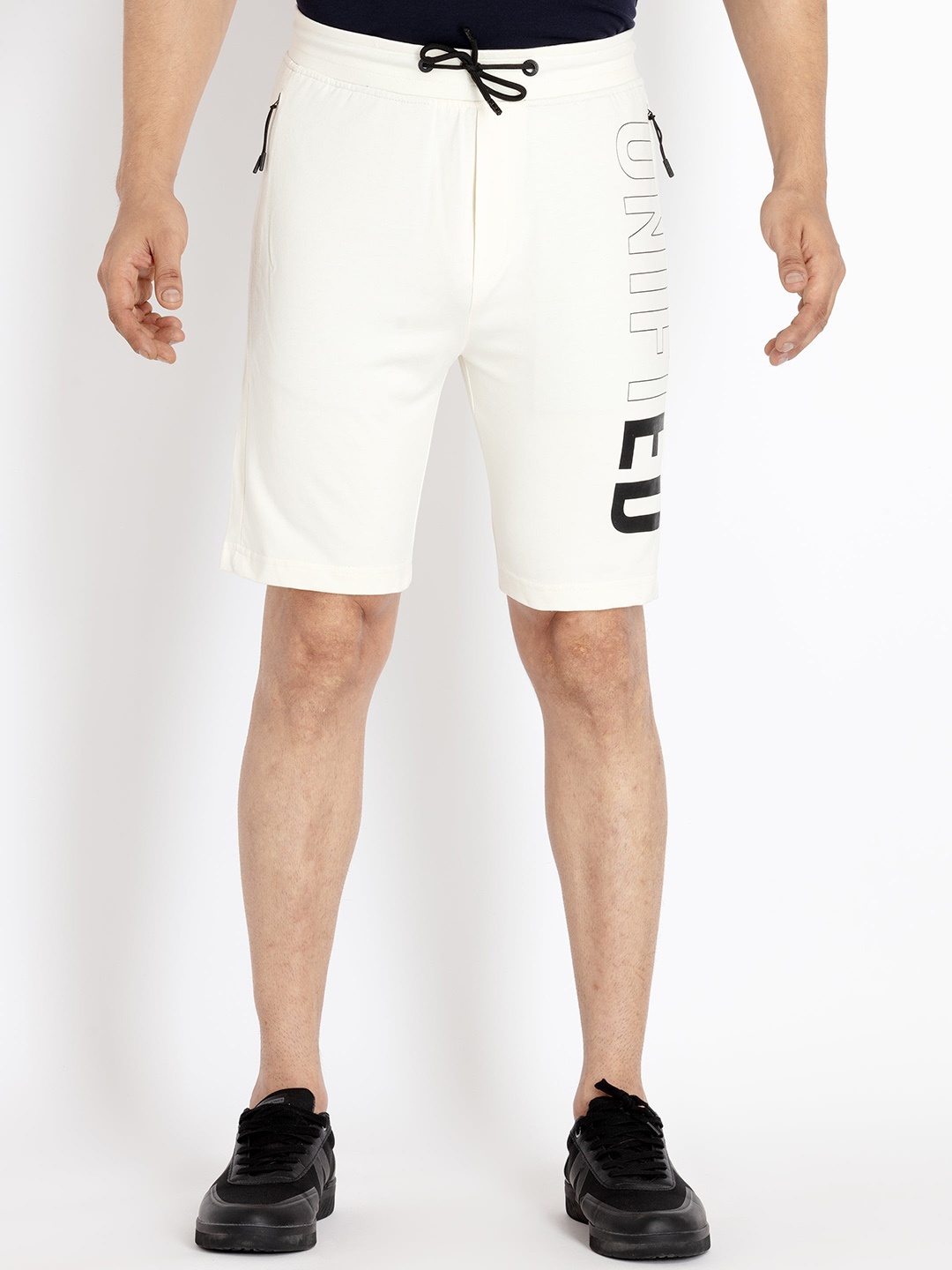 

Status Quo Men Cotton Mid-Rise Sports Shorts, Off white