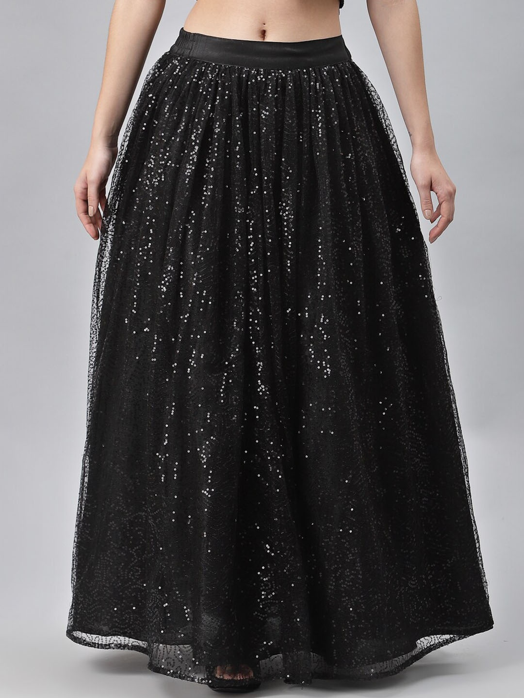 

studio rasa Embellished A-Line Maxi Skirt, Black