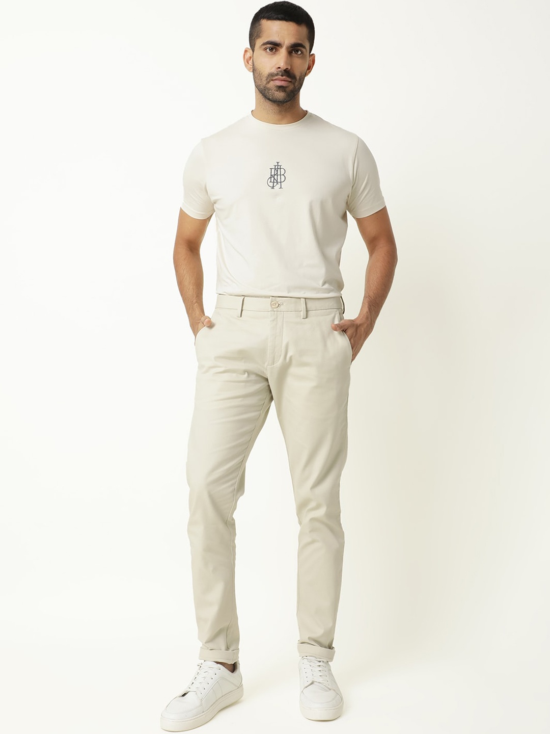 

RARE RABBIT Jude Mid-Rise Cotton Slim Fit Trouser, Beige