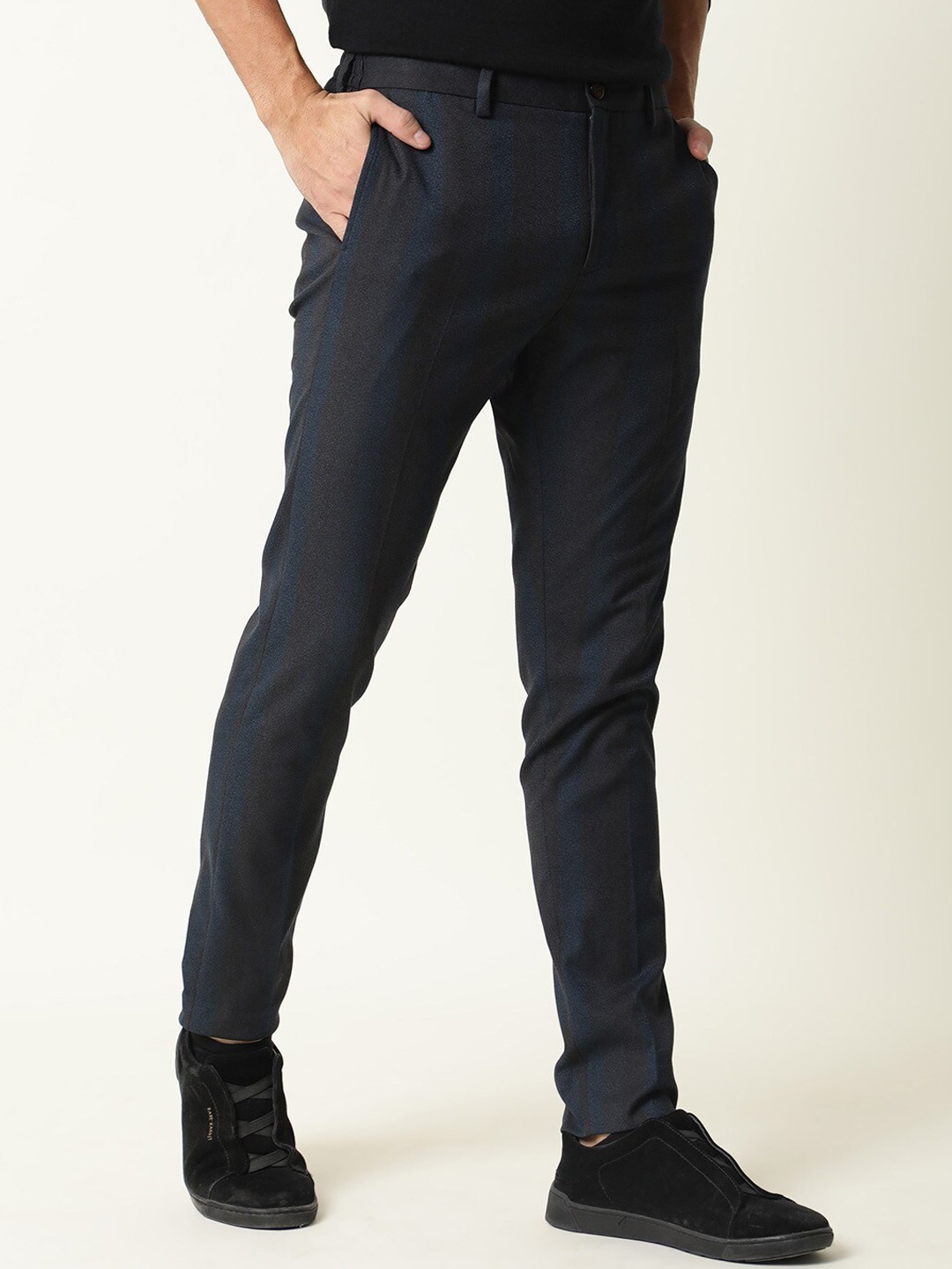

RARE RABBIT Men Mid-Rise Slim Fit Trousers, Teal