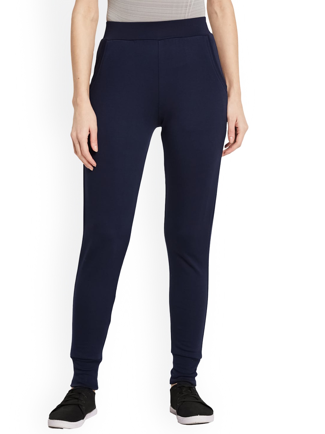 

UNMADE Women High-Rise Slim-Fit Lounge Pants, Navy blue