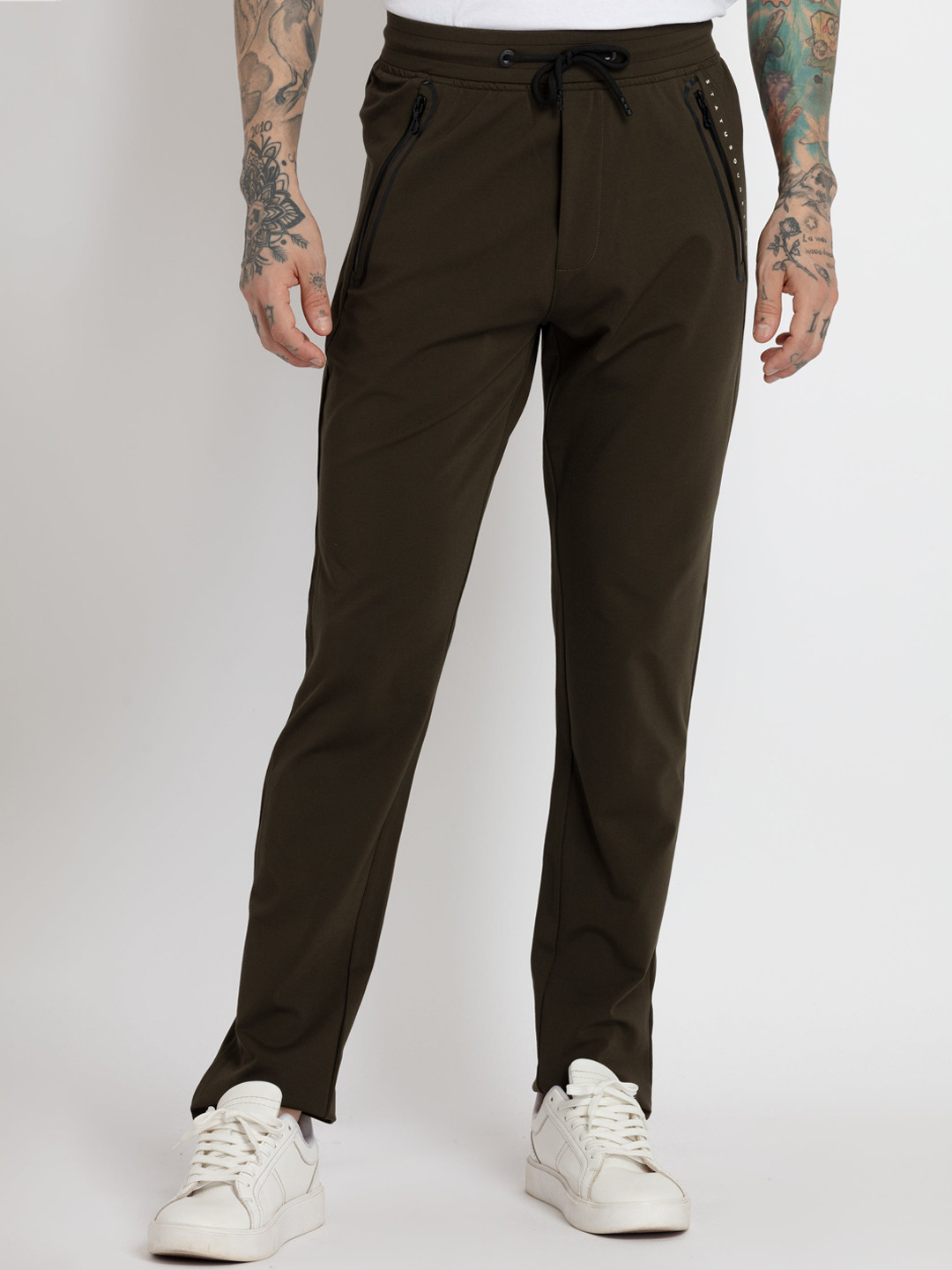 

Status Quo Men Cotton Track Pants, Olive