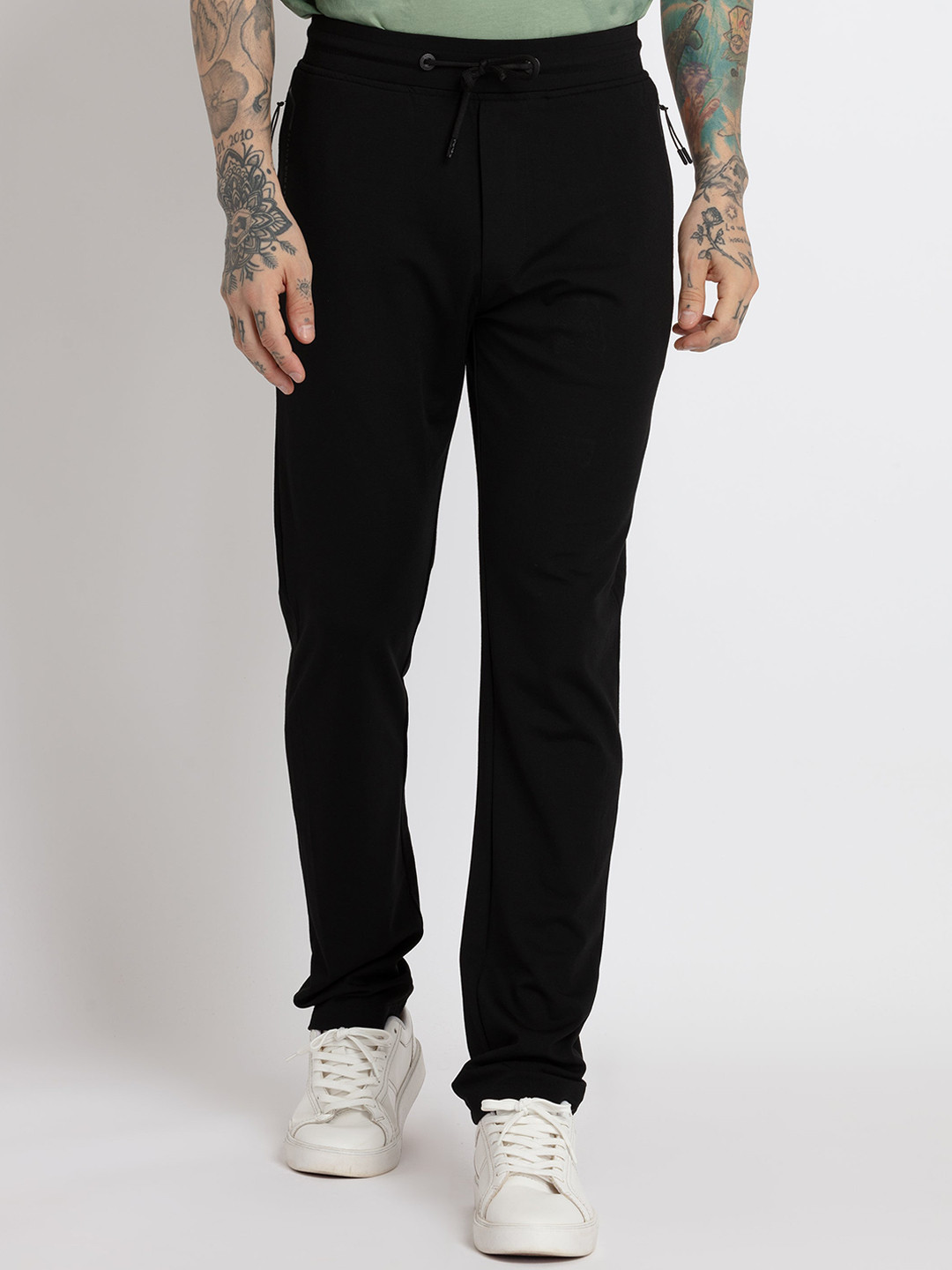 

Status Quo Men Solid Cotton Regular Fit Track Pants, Black