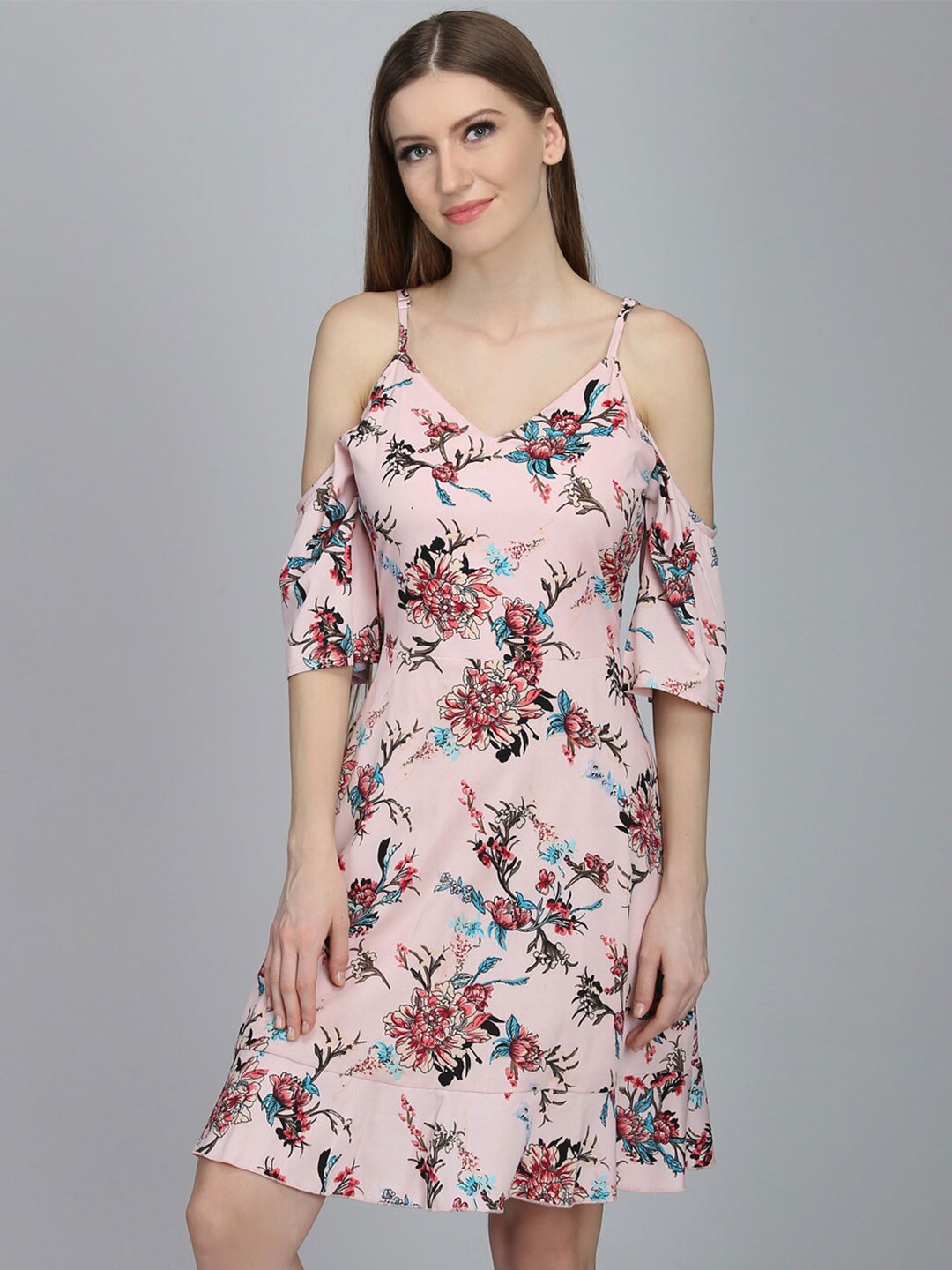 

DODO & MOA Shoulder Straps Floral Dress, Pink