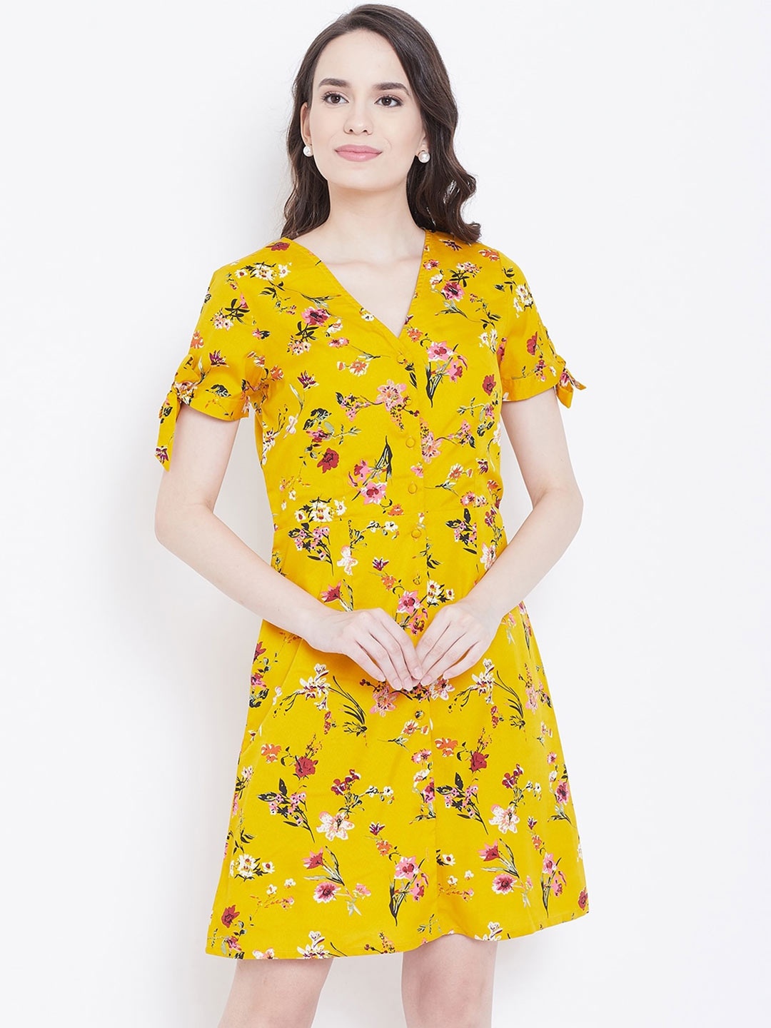 DODO & MOA Floral Printed Dress, Yellow