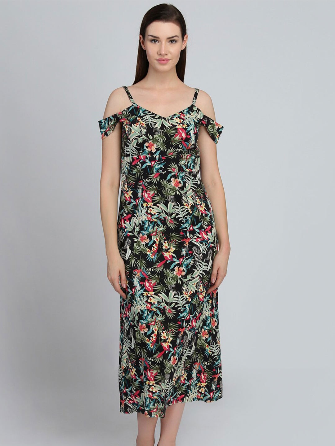 

DODO & MOA Floral Printed Dress, Black