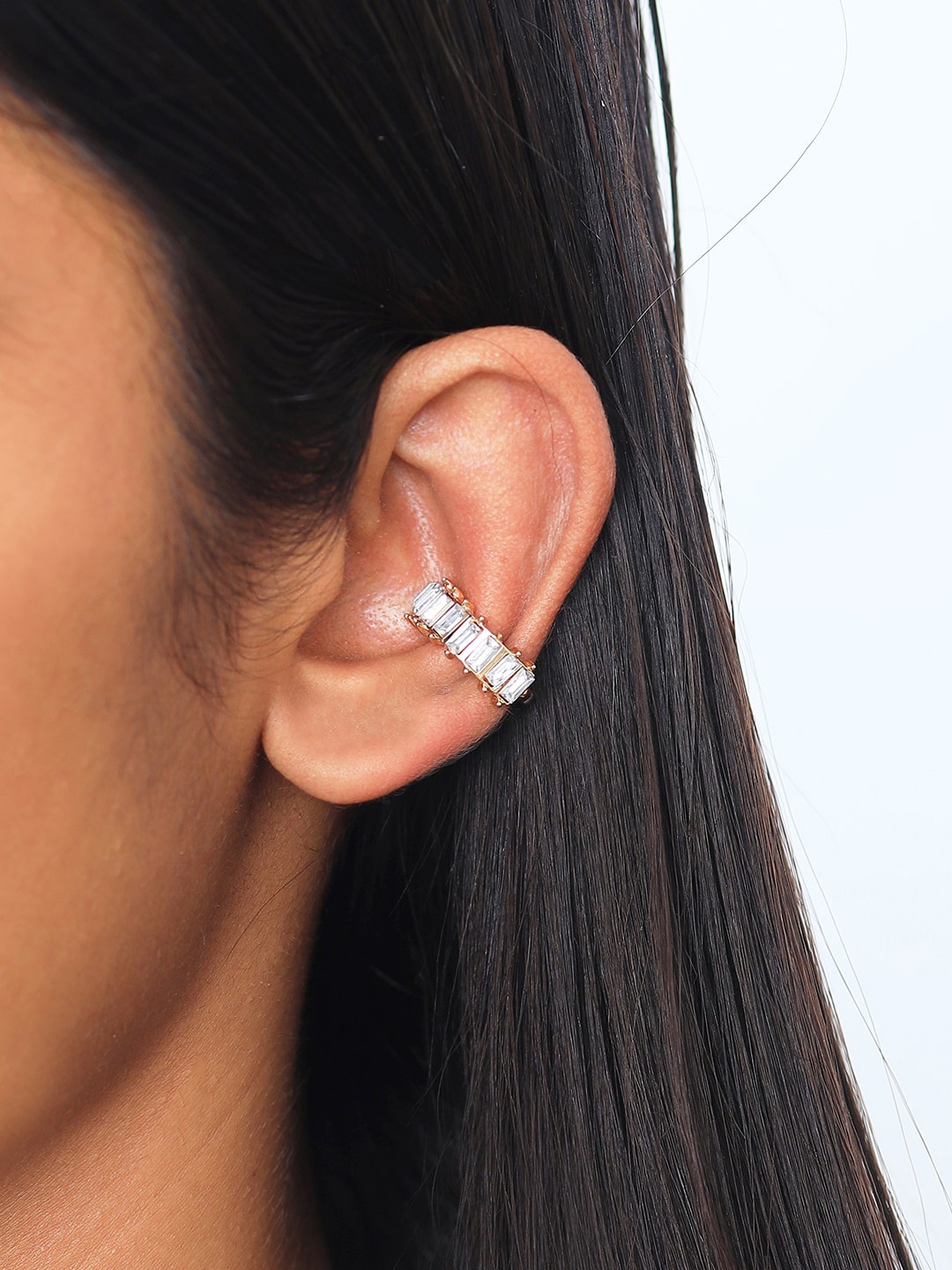 

Ayesha Gold-Plated Rhinestone Studded Cuff Earrings