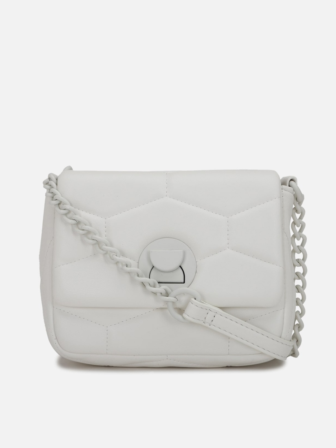 

FOREVER 21 PU Structured Sling Bag with Quilted, White