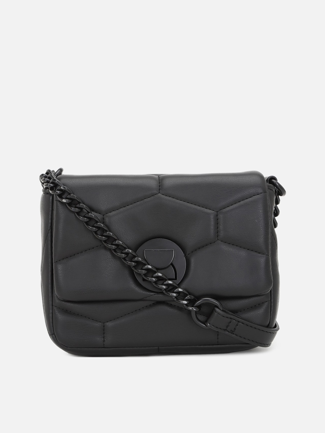 

FOREVER 21 Textured Structured Sling Bag, Black