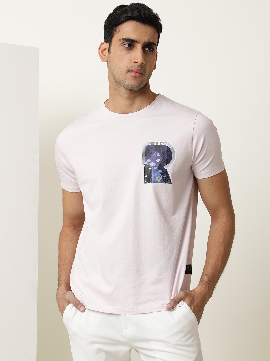 RARE RABBIT Men Rings-4 Slim Fit Solid Polo Collar T-Shirt, Pink