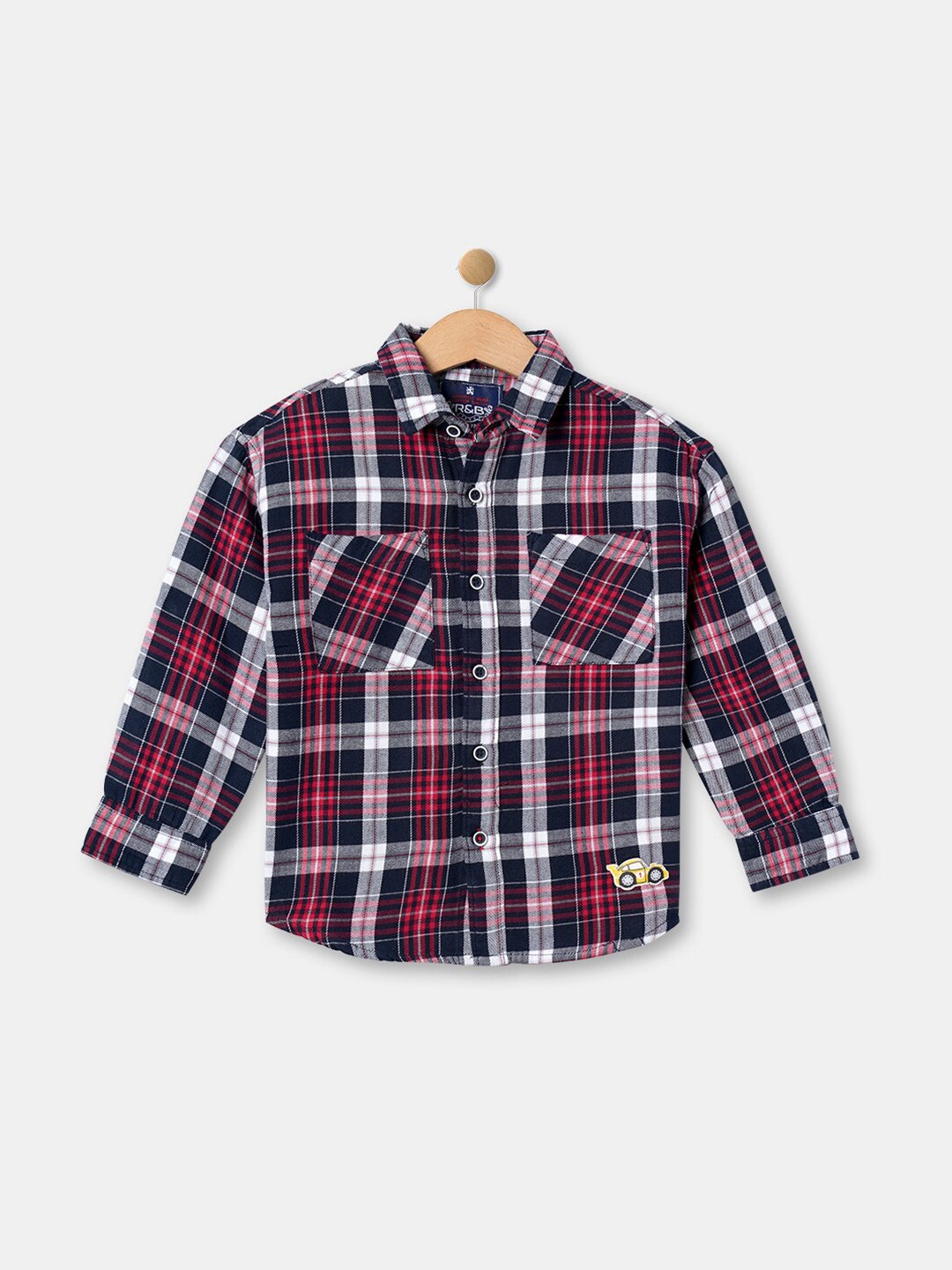 

R&B Boys Tartan Checked Casual Cotton Shirt, Red