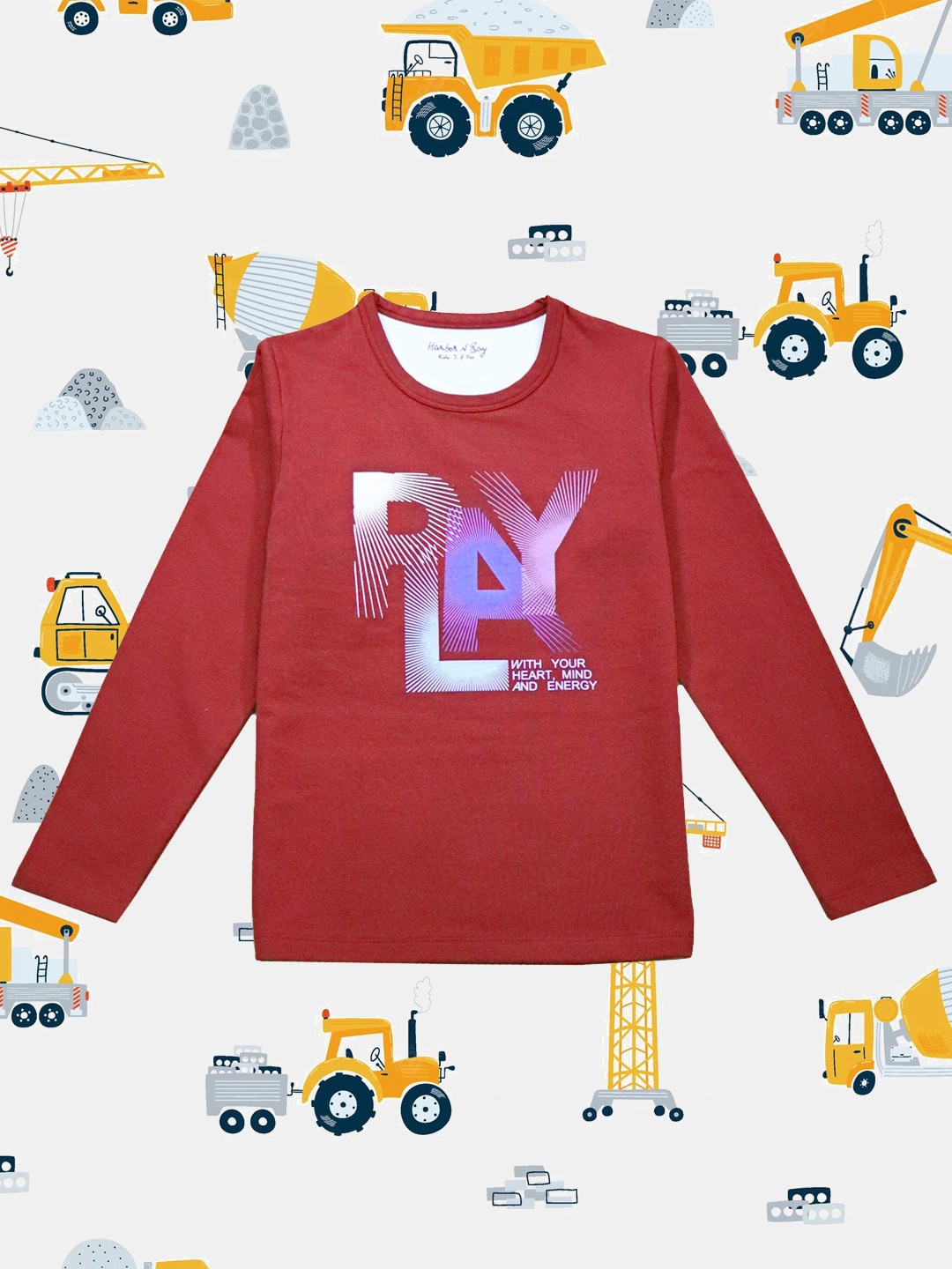 

HARBOR N BAY Kids Typography Printed T-shirt, Maroon