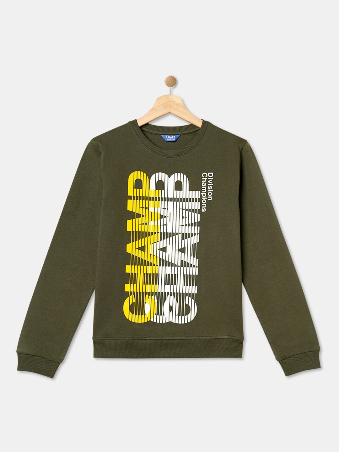 

R&B Boys Printed Cotton Sweatshirt, Olive