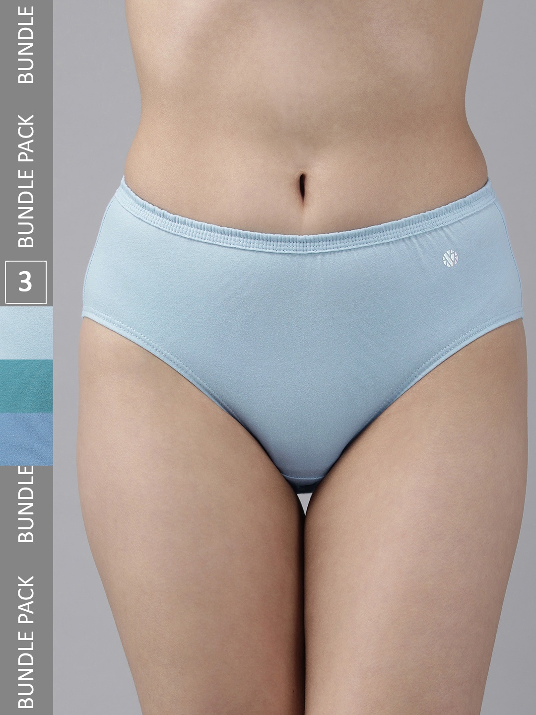 

Van Heusen Women Pack of 3 Solid Anti Bacterial No Marks Waistband Hipster Panty, Blue