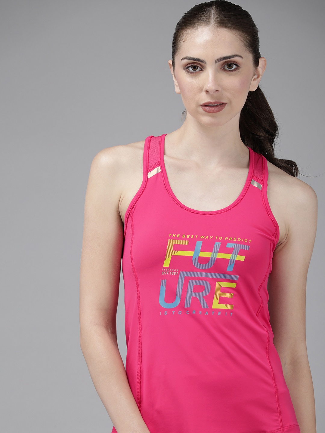 

Van Heusen Proactive Elite Printed Mesh Panel Super Stretch Racerback Tank Top, Pink