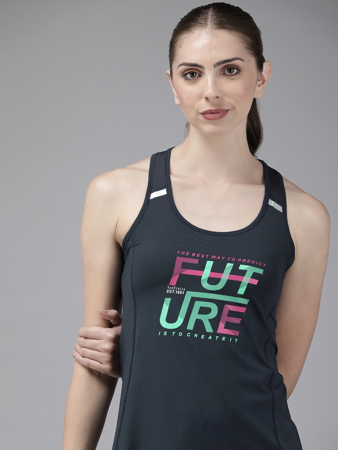 

Van Heusen Proactive Elite Outer Space Mesh Panel Super Stretch Racerback Tank Top, Navy blue