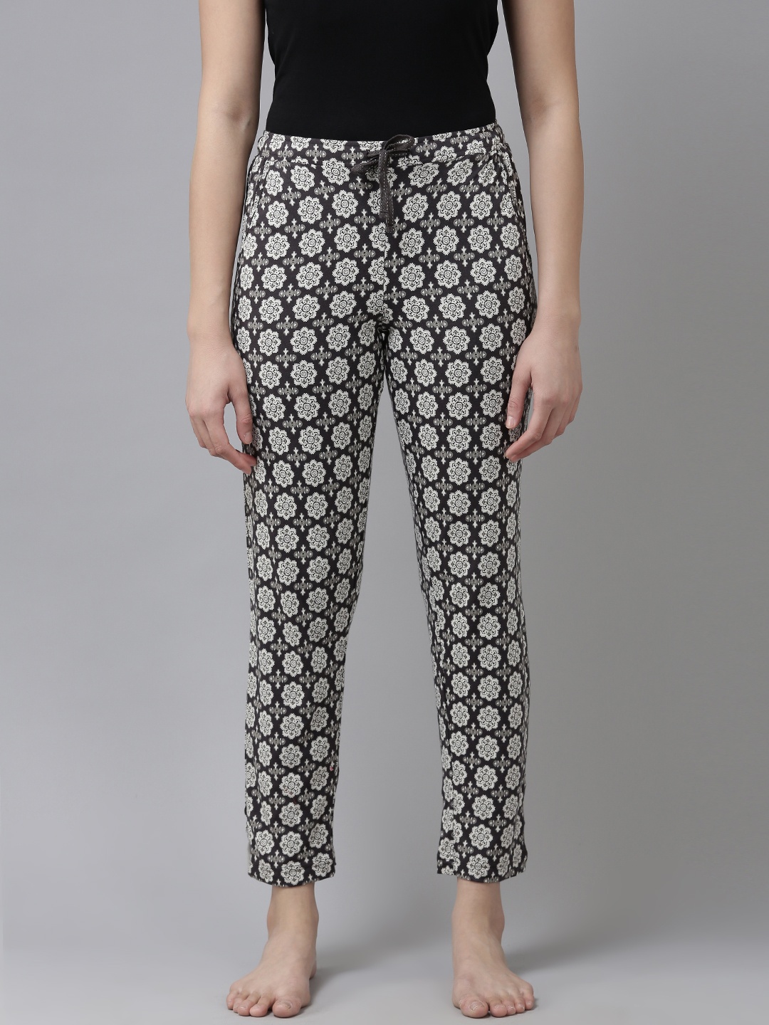 

Van Heusen Women Allover Print Functional Pocket Ultra Soft Lounge Pants, Charcoal