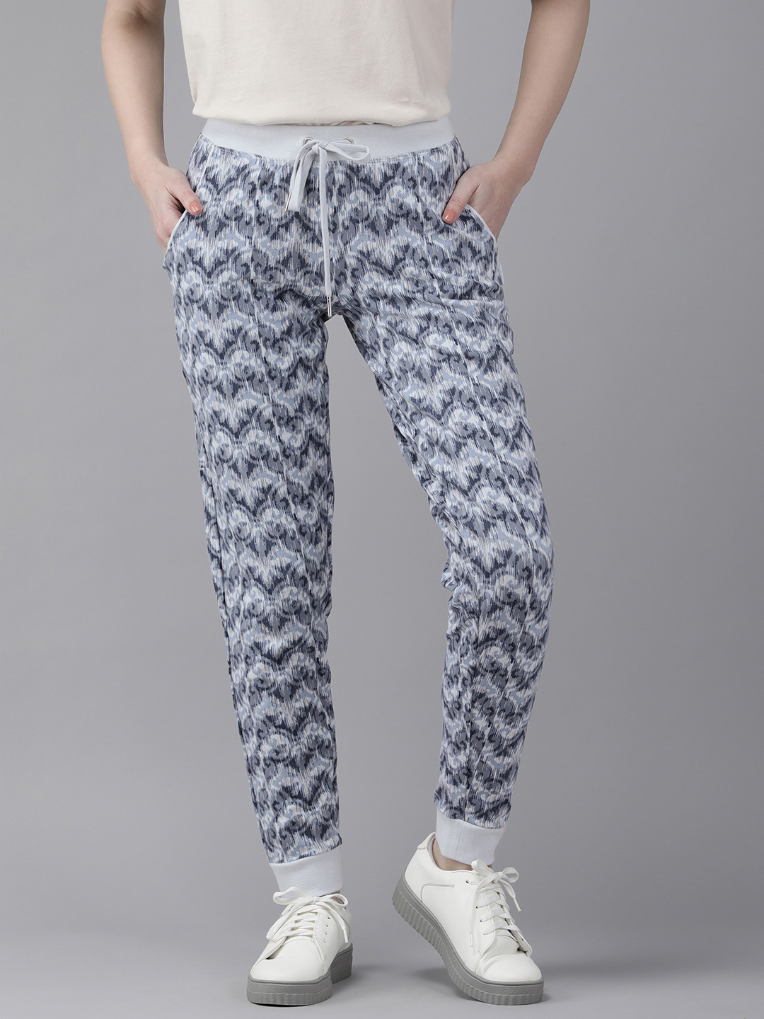 

Van Heusen Athleisure Allover Print 4 Way Stretch Functional Pocket Joggers, Blue