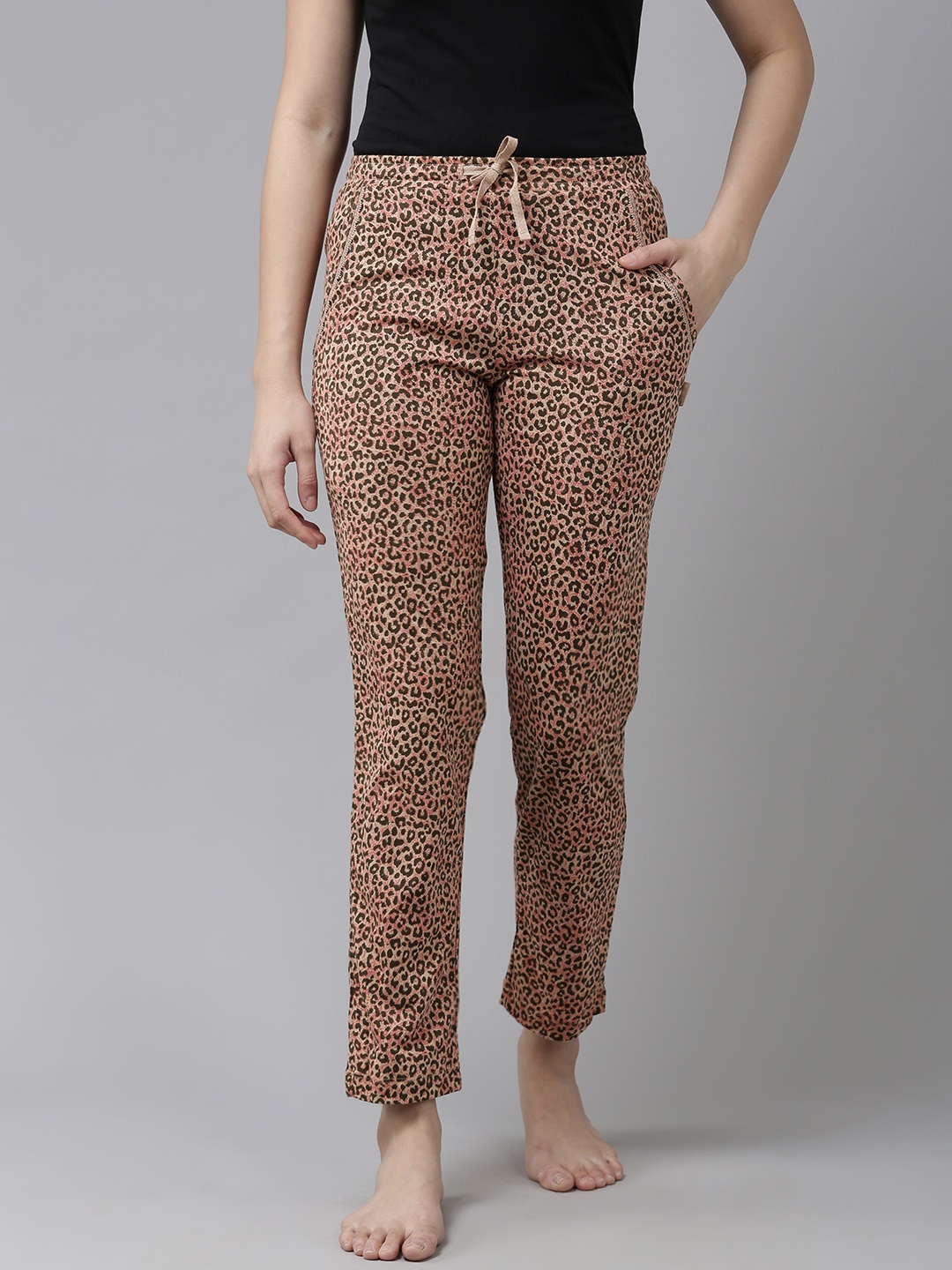 

Van Heusen Women Animal Print Drawstring Closure Lounge Pants, Beige