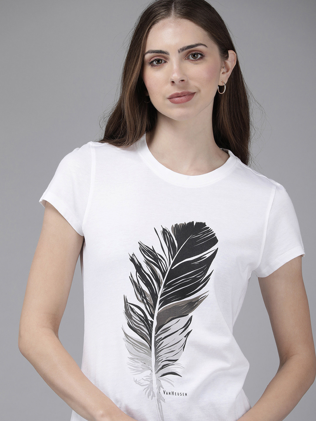 

Van Heusen Feather Front Print Round Neck Short Sleeve Lounge T-Shirt, White