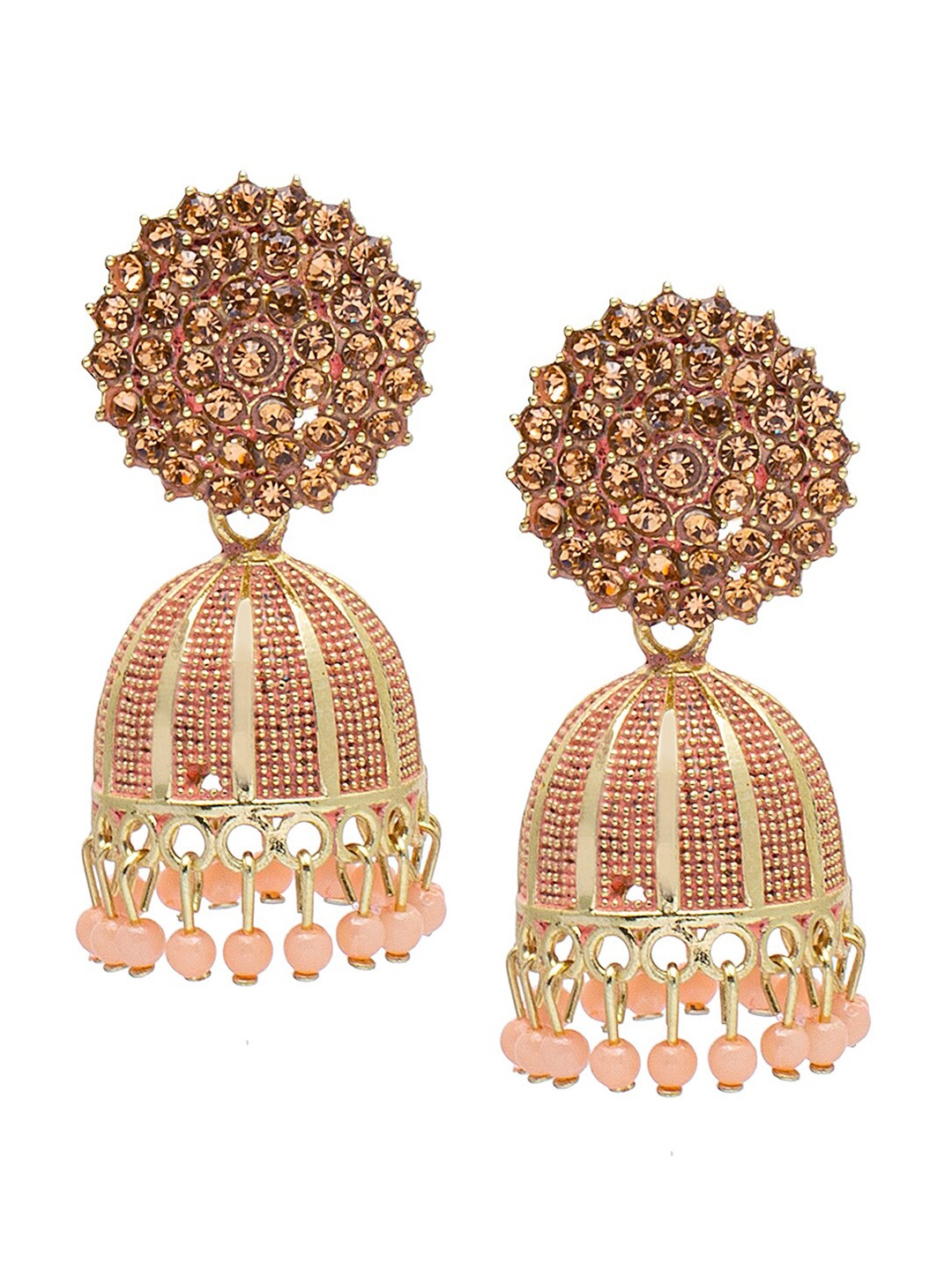 

Shining Jewel - By Shivansh Gold-Plated Dome Shaped Jhumkas Earrings