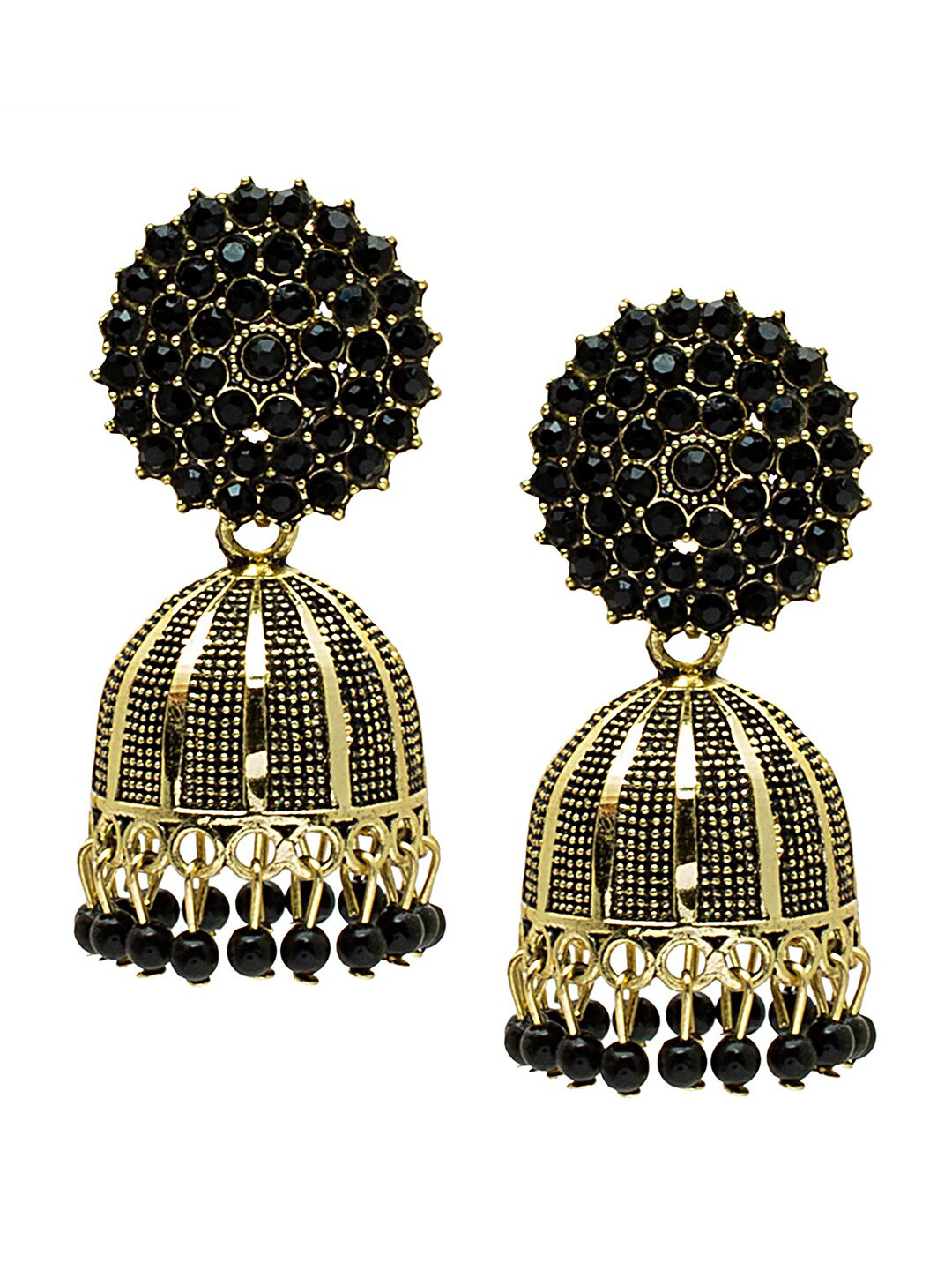 

Shining Jewel - By Shivansh Gold-Plated Dome Shaped Jhumkas Earrings