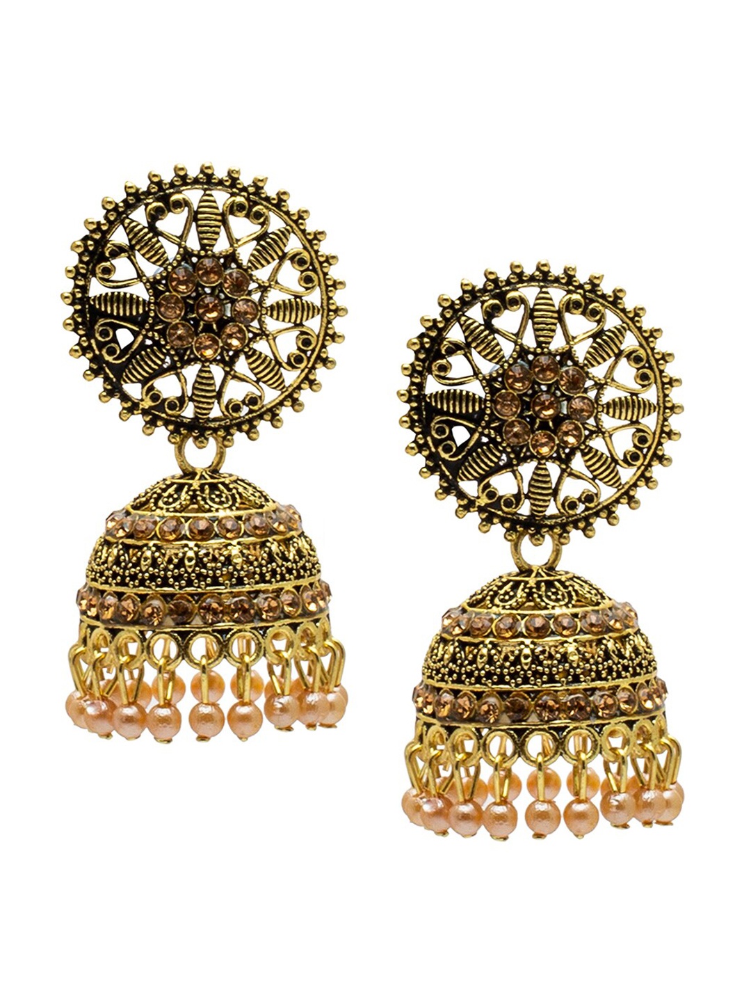 

Shining Jewel - By Shivansh Gold-Plated Contemporary Jhumkas Earrings