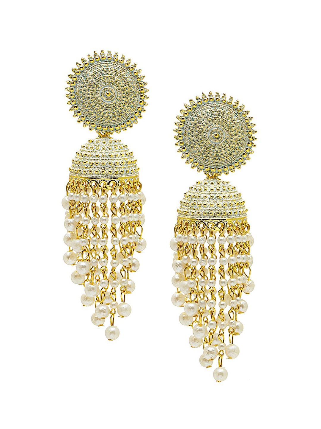 

Shining Jewel - By Shivansh Gold-Plated Contemporary Jhumkas Earrings