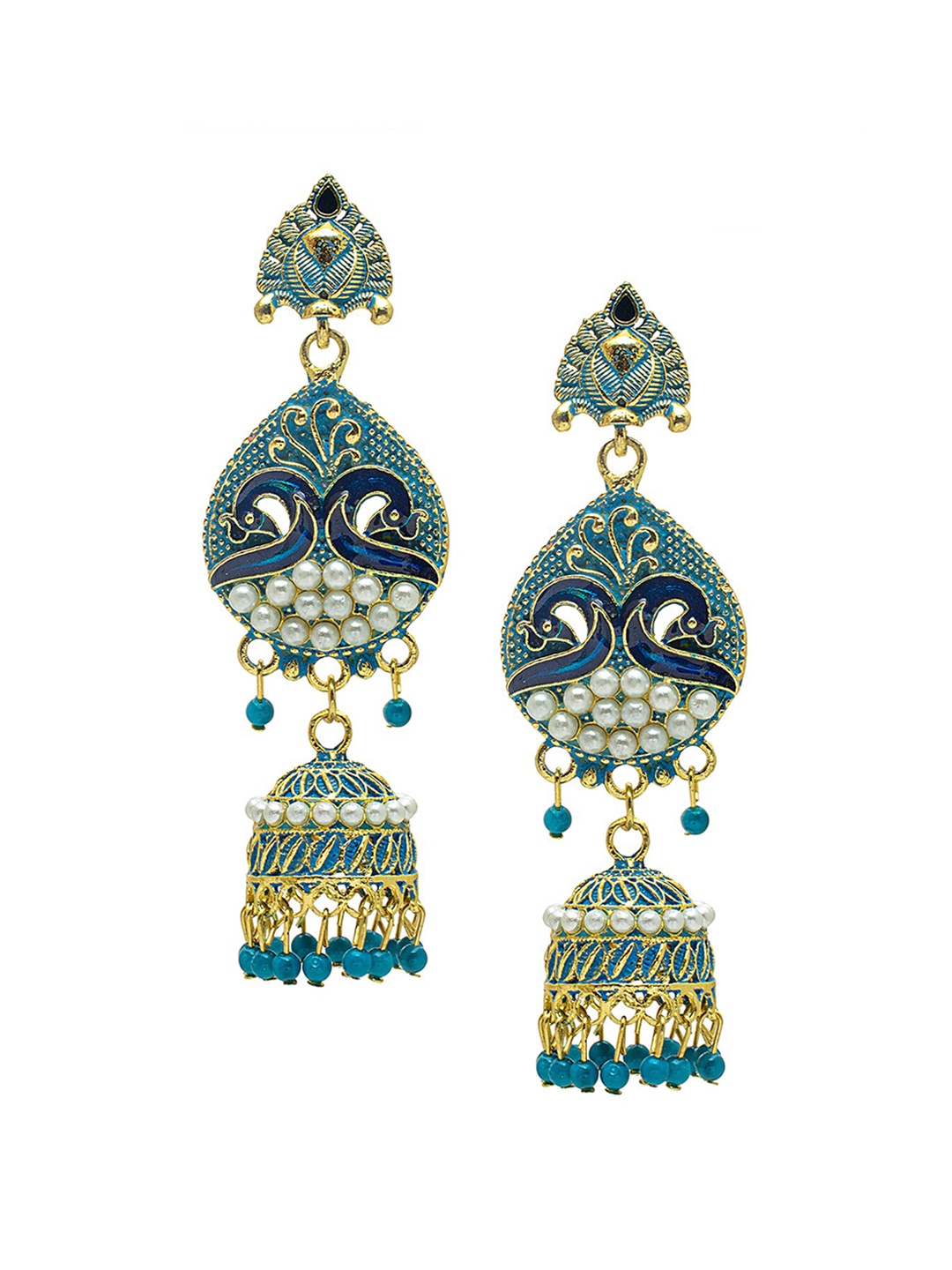 

Shining Jewel - By Shivansh Gold-Plated Contemporary Jhumkas Earrings