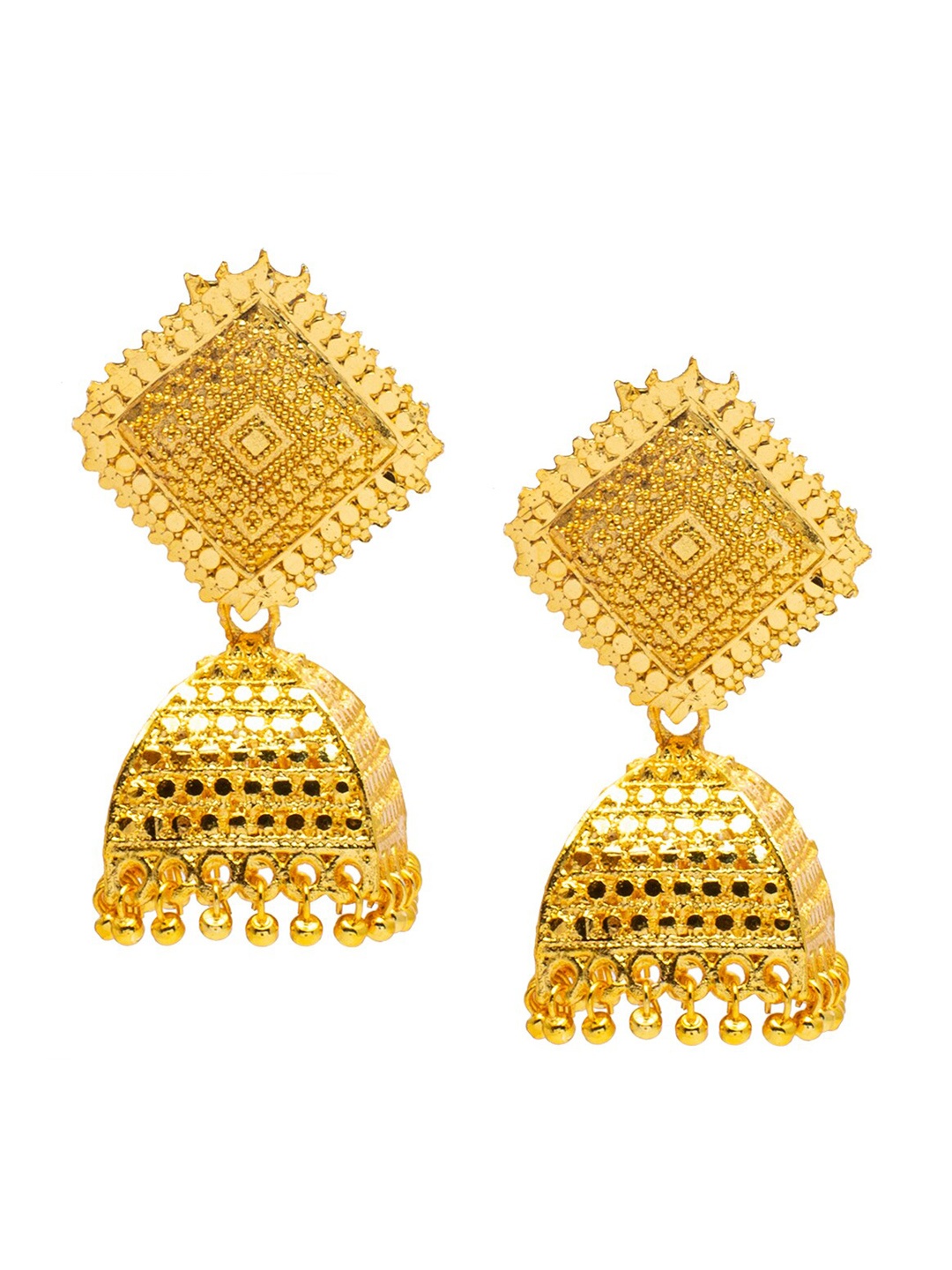 

Shining Jewel - By Shivansh Gold-Plated Dome Jhumkas Earrings