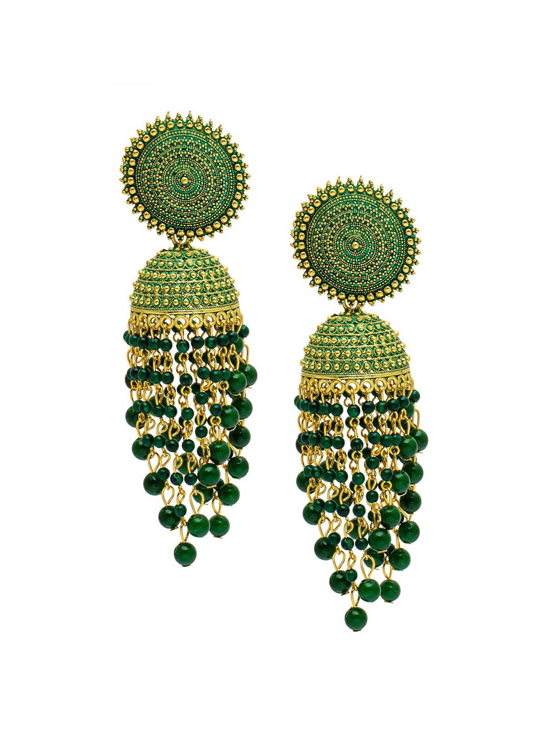 

Shining Jewel - By Shivansh Gold-Plated Contemporary Jhumkas Earrings