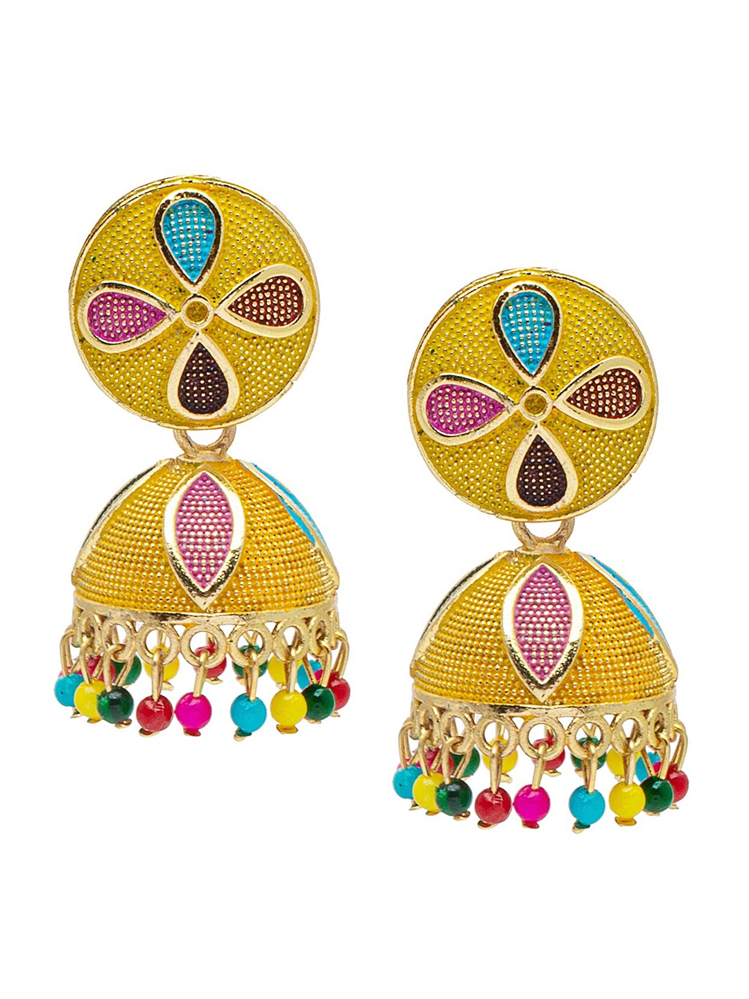 

Shining Jewel - By Shivansh Gold-Plated Contemporary Jhumkas Earrings