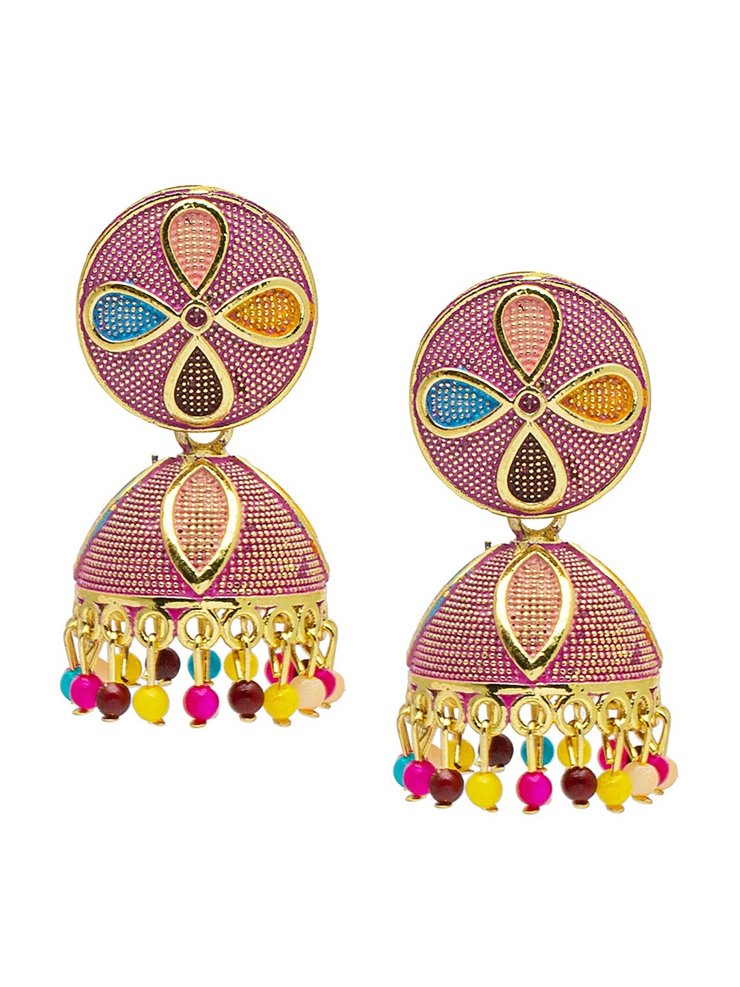 

Shining Jewel - By Shivansh Gold-Plated Contemporary Jhumkas Earrings