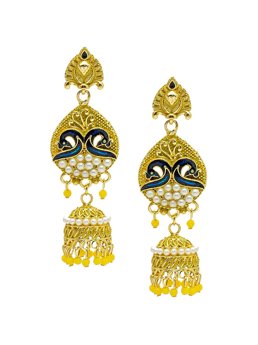 

Shining Jewel - By Shivansh Gold-Plated Peacock Shaped Drop Earrings