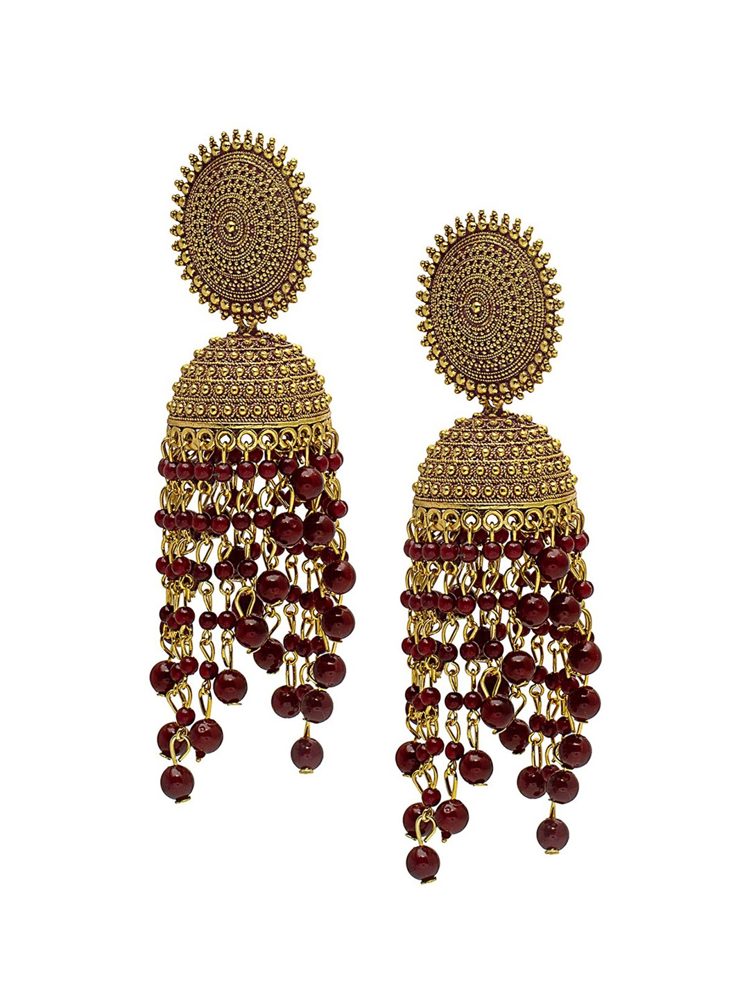 

Shining Jewel - By Shivansh Gold-Plated Dome Shaped Jhumkas Earrings