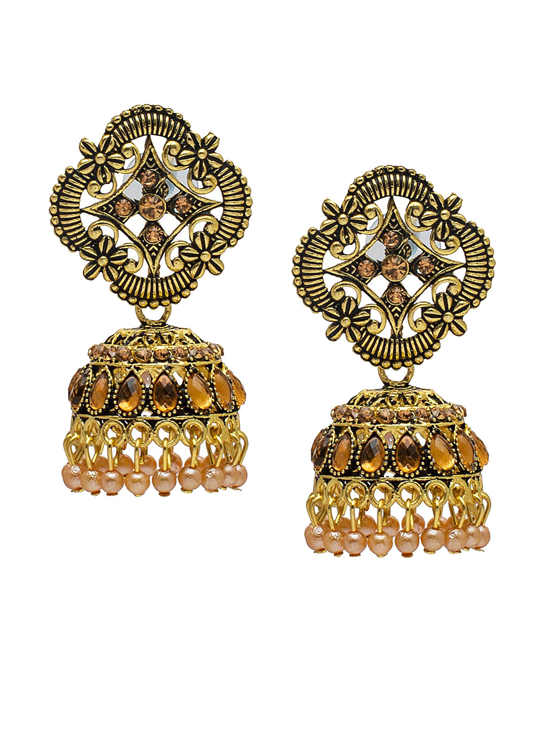 

Shining Jewel - By Shivansh Gold-Plated Dome Shaped Drop Earrings