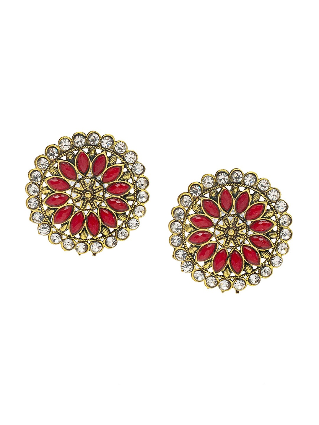 

Shining Jewel - By Shivansh Gold-Plated Circular Studs Earrings