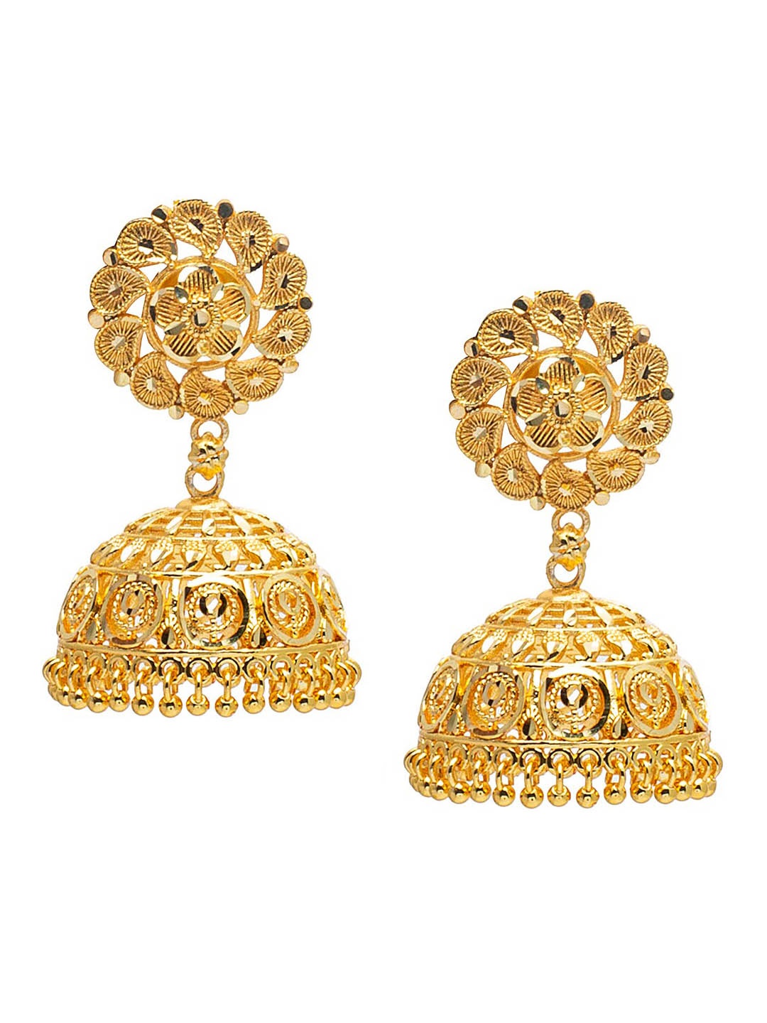 

Shining Jewel - By Shivansh Gold-Plated Contemporary Jhumkas Earrings