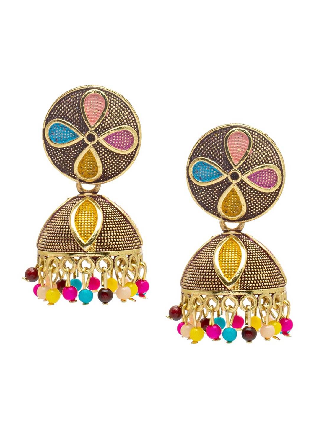 

Shining Jewel - By Shivansh Gold-Plated Dome Shaped Jhumkas Earrings