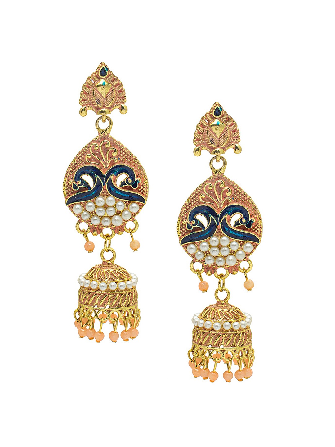 

Shining Jewel - By Shivansh Gold-Plated Peacock Shaped Drop Earrings