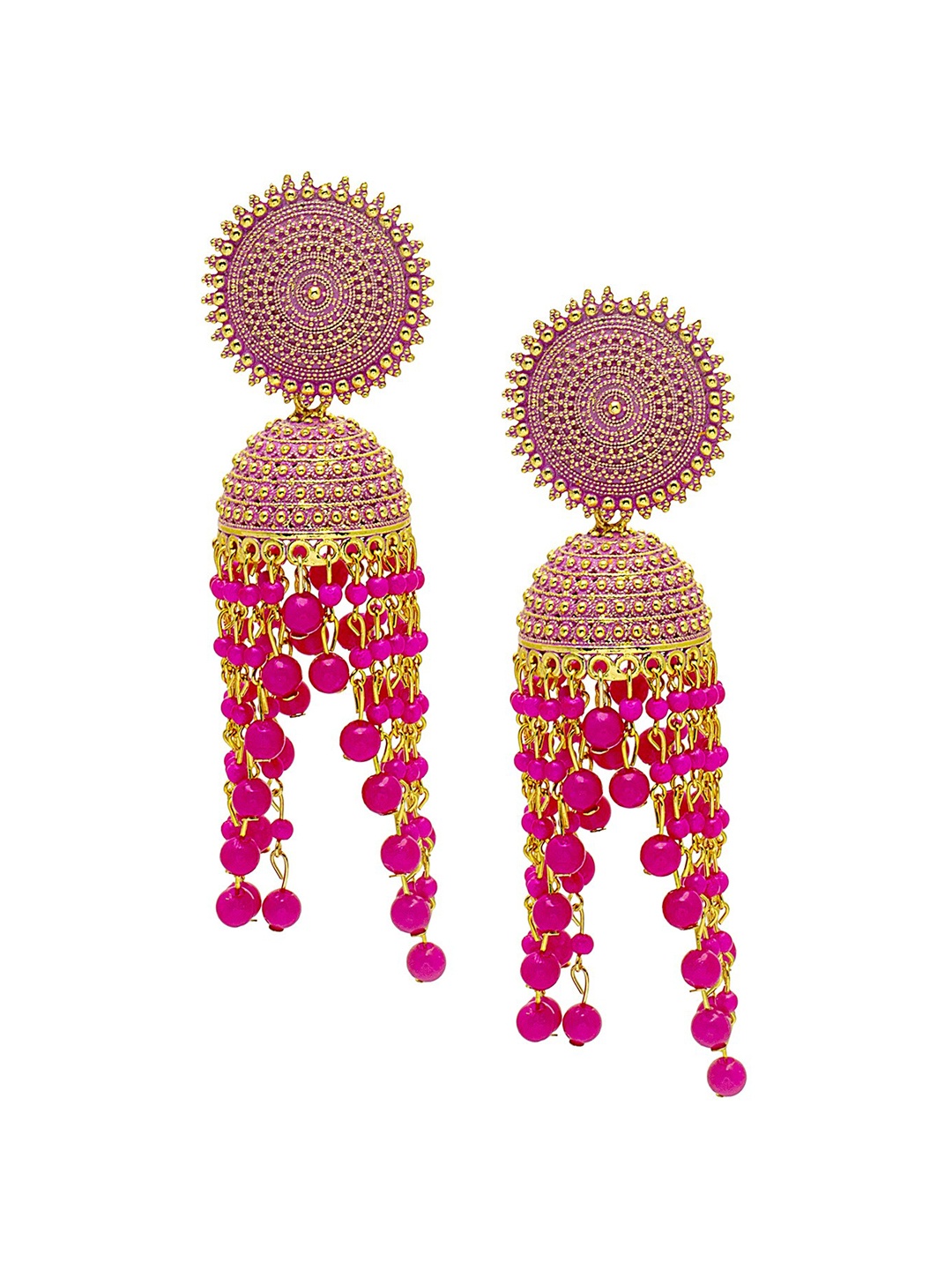 

Shining Jewel - By Shivansh Gold-Plated Dome Shaped Jhumkas Earrings