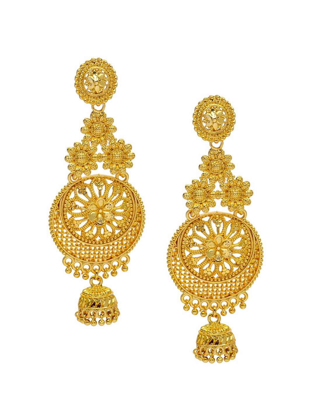 

Shining Jewel - By Shivansh Gold-Plated Contemporary Drop Earrings