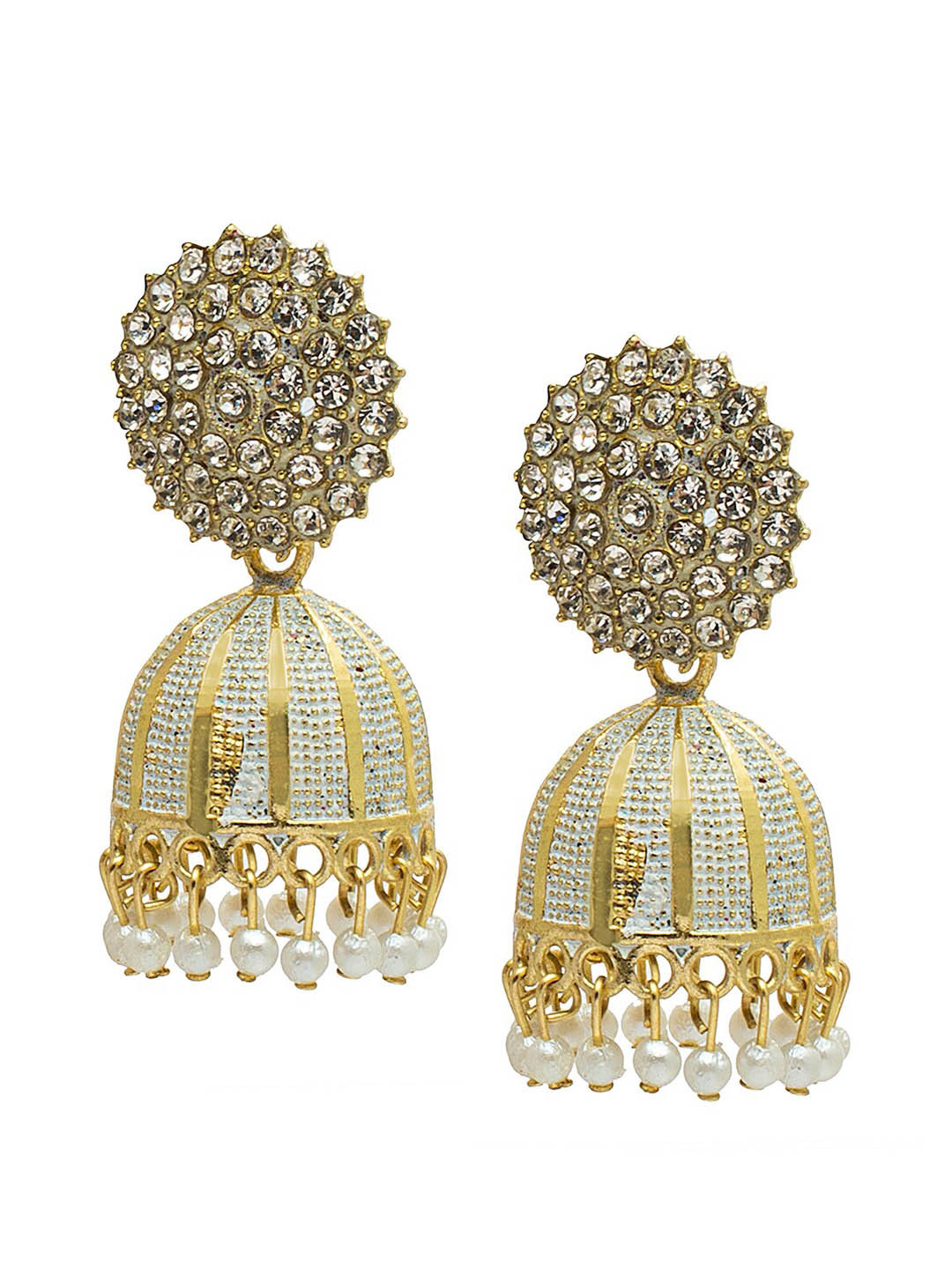 

Shining Jewel - By Shivansh Gold-Plated Dome Shaped Jhumkas Earrings