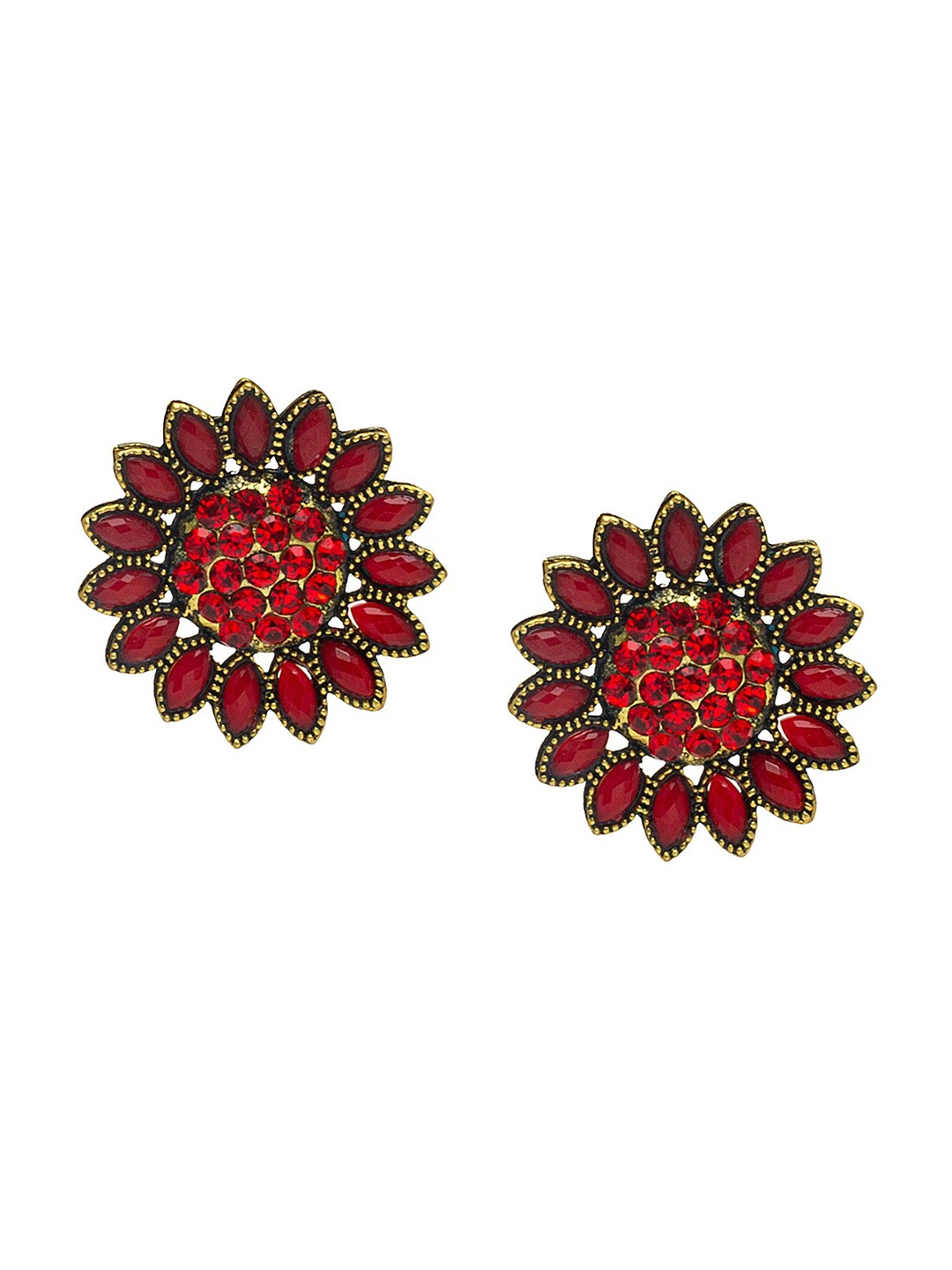 

Shining Jewel - By Shivansh Women Contemporary Floral Studs Earrings, Gold